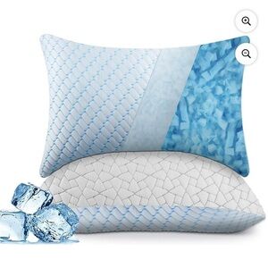 Gel-Infused Memory Foam Pillow - Blue and White